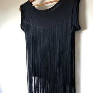 Zara Black Tee with Fringe